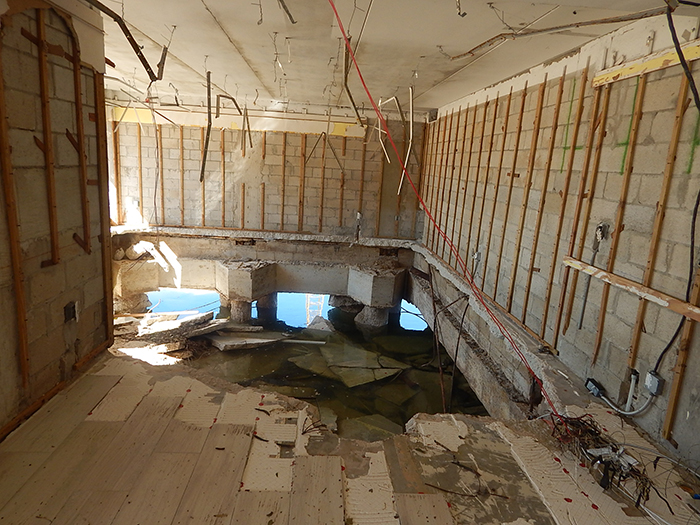 storm damage to building interior